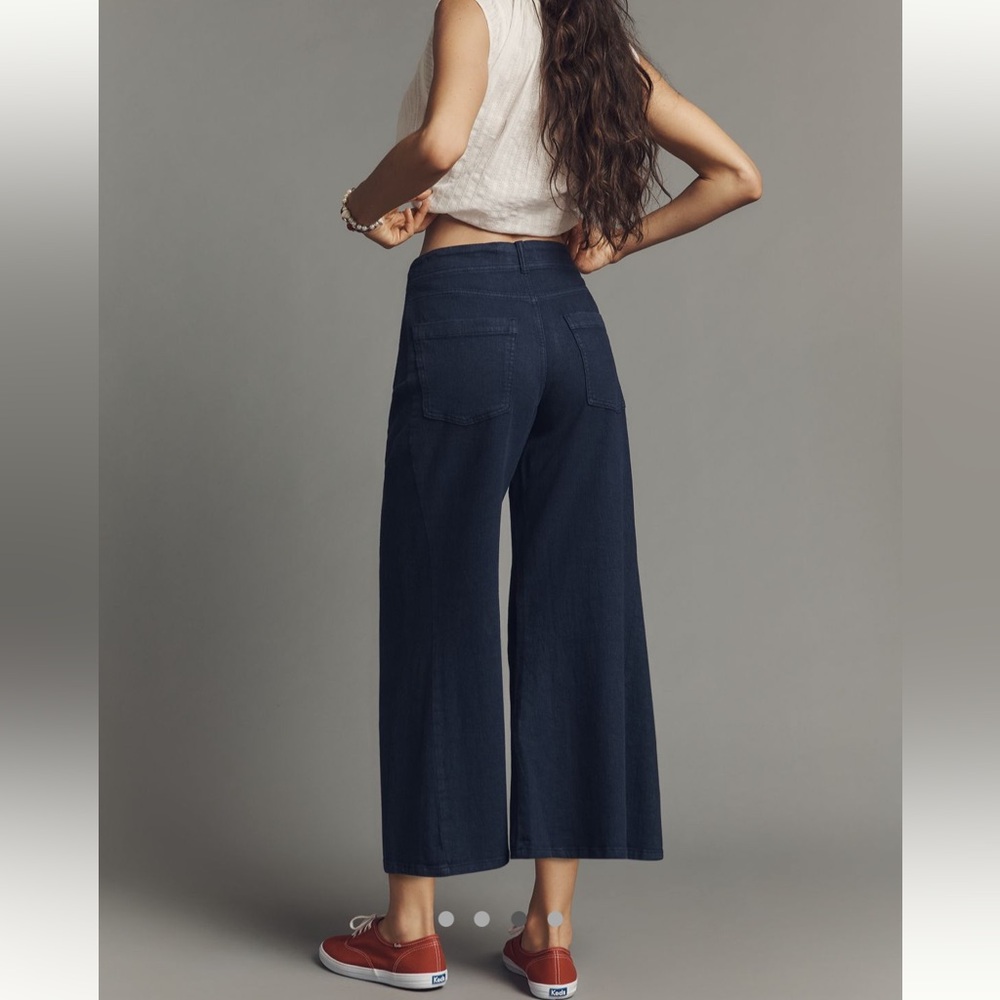Anthropologie The Adi Linen Blend Crop Mid-Rise Flare Pants by Pilcro NWT! - Picture 3 of 11